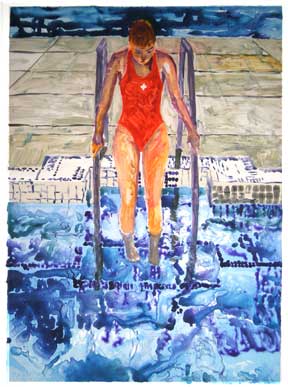 Waterbased monotype - "Blue See: Testing the Water"